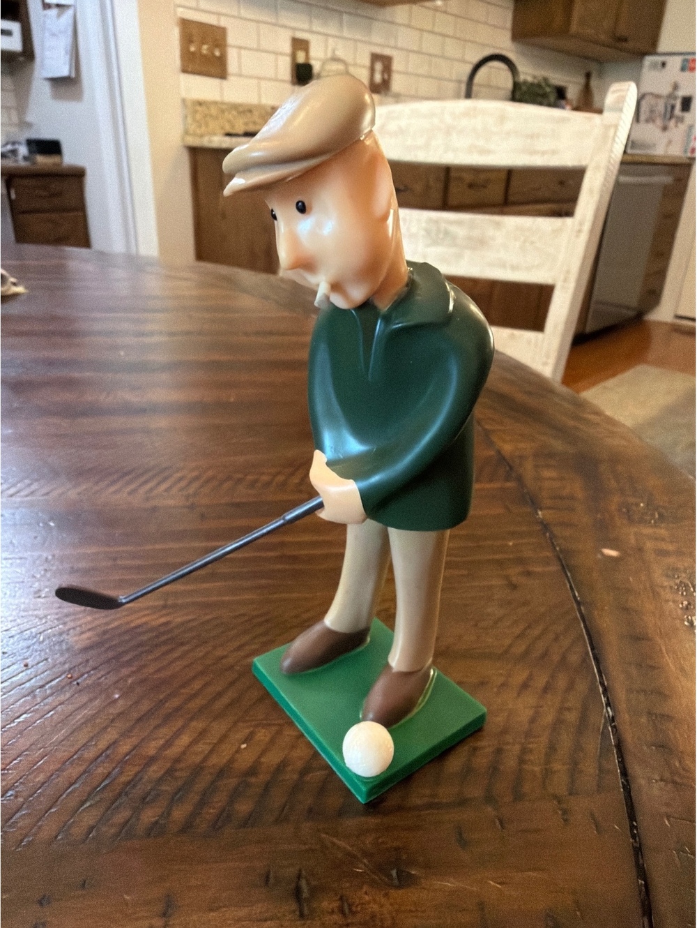 Vintage 1972 WILTON Blow Mold Plastic Old Man Golfing, Smoking Cake Topper  6"